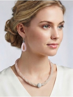SPARKLE TWIST TUBE NECKLACE & EARRING SET